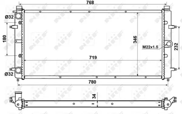 Радиатор охлаждения двигателя VW TRANSPORTER, NRF (509514) - изображение 1