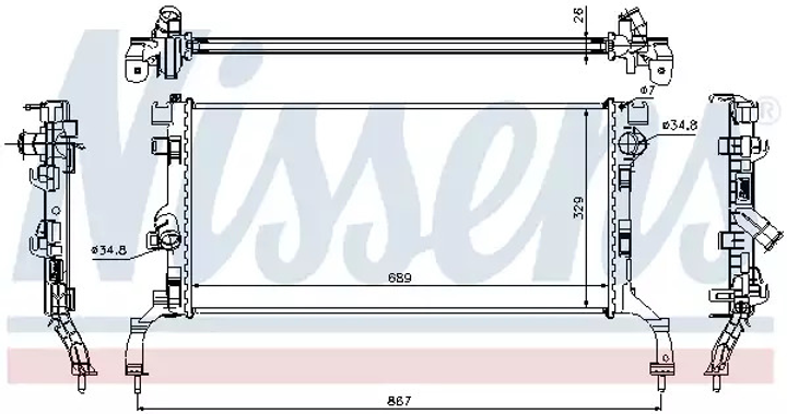 Радиатор охлаждения двигателя RENAULT LATITUDE, NISSENS (637604) - изображение 1