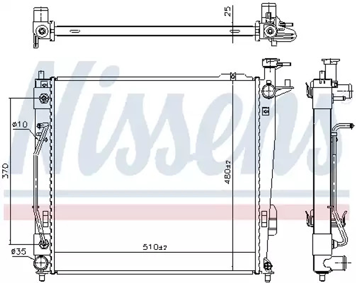 Радіатор охолодження двигуна KIA SORENTO, HYUNDAI SANTA, NISSENS (675046) - зображення 1