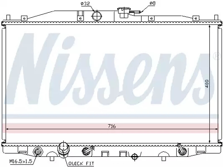 Радиатор охлаждения двигателя HONDA ACCORD, NISSENS (68112) - изображение 1