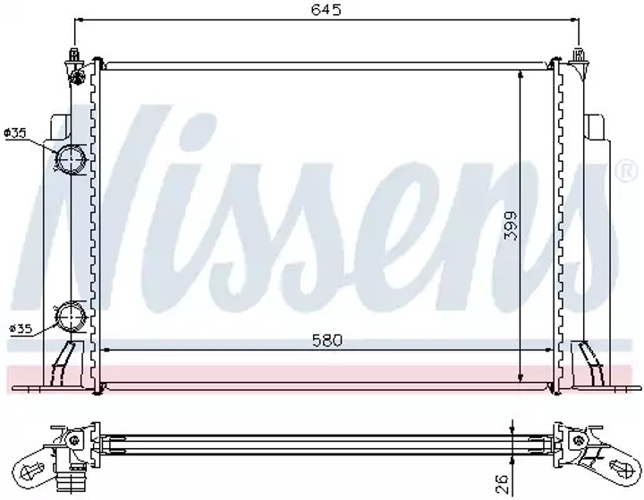 Радиатор охлаждения двигателя FIAT STILO, NISSENS (61885A) - изображение 1