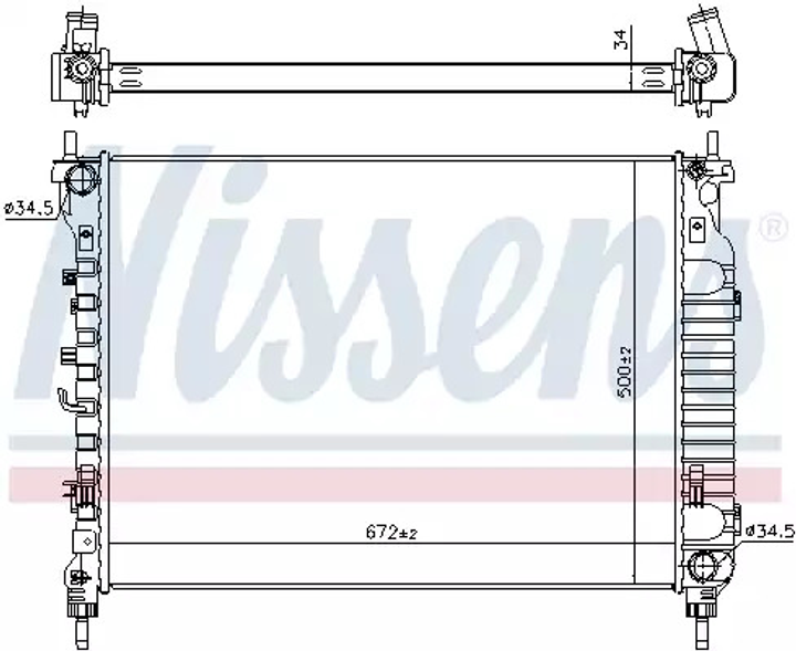 Радіатор охолодження двигуна CHEVROLET CAPTIVA, OPEL ANTARA, NISSENS (606255) - зображення 1