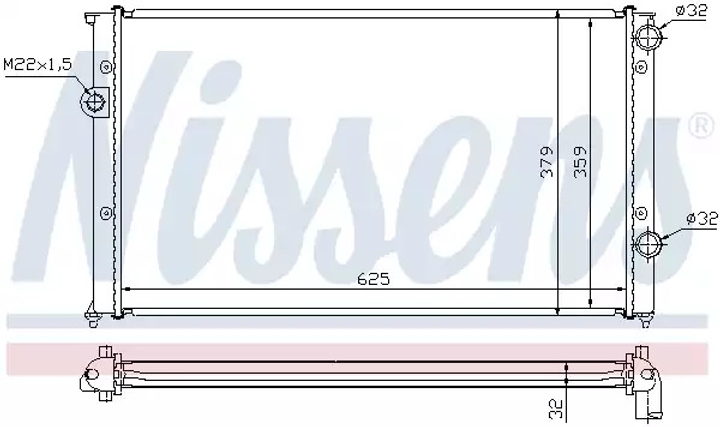 Радиатор охлаждения двигателя VW GOLF, NISSENS (65243) - изображение 1