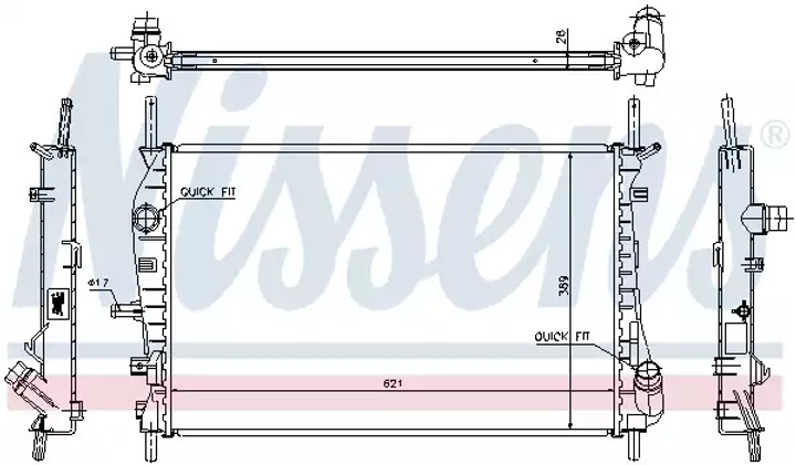 Радіатор охолодження двигуна FORD MONDEO, NISSENS (62023A) - зображення 1