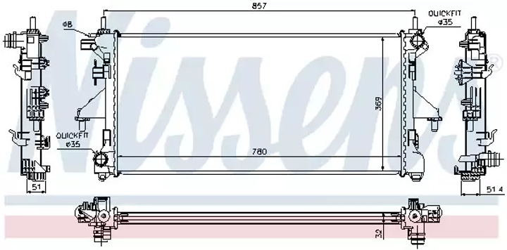 Радіатор охолодження двигуна FIAT DUCATO, PEUGEOT BOXER, NISSENS (63555A) - зображення 1
