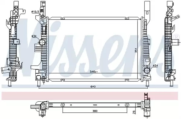 Радиатор охлаждения двигателя FORD FOCUS, NISSENS (606033) - изображение 1
