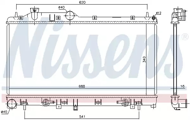 Радіатор охолодження двигуна SUBARU IMPREZA, NISSENS (67725) - зображення 1