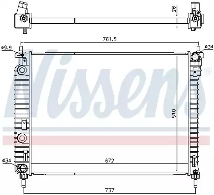 Радиатор охлаждения двигателя CHEVROLET CAPTIVA, OPEL ANTARA, NISSENS (616905) - изображение 1