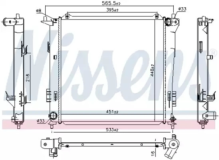 Радиатор охлаждения двигателя HYUNDAI i30, KIA PRO, NISSENS (675016) - изображение 1