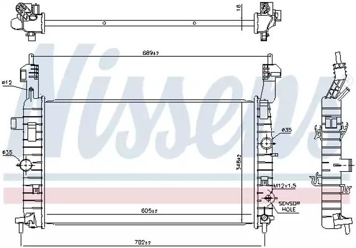 Радиатор охлаждения двигателя VAUXHALL MERIVA, OPEL MERIVA, NISSENS (630748) - изображение 1