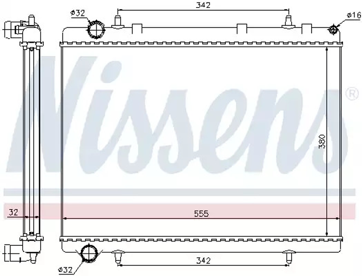 Радіатор охолодження двигуна CITROËN C5, PEUGEOT 308, NISSENS (63601) - зображення 1