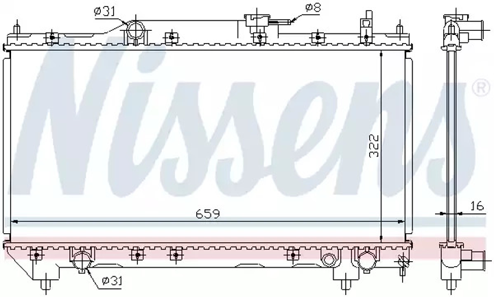 Радіатор охолодження двигуна TOYOTA AVENSIS, NISSENS (64781A) - зображення 1