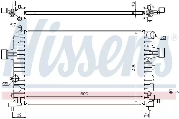 Радиатор охлаждения двигателя VAUXHALL ASTRA, OPEL ASTRA, NISSENS (630744) - изображение 1