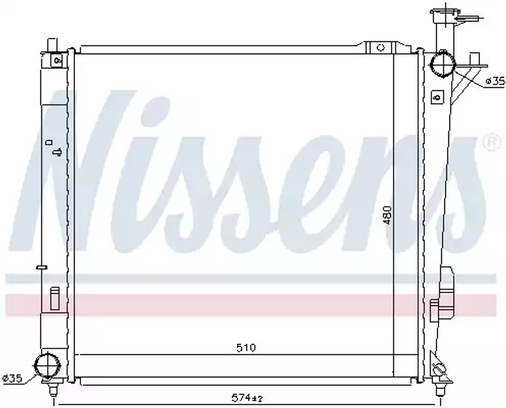 Радиатор охлаждения двигателя HYUNDAI SANTA, NISSENS (67518) - изображение 1