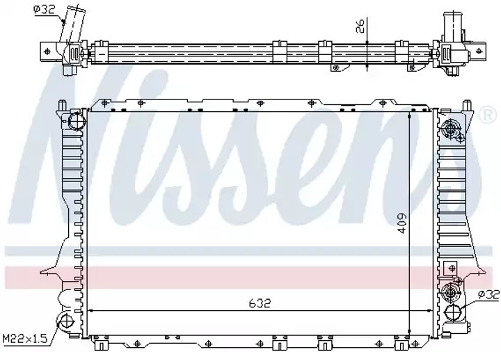 Радиатор охлаждения двигателя AUDI A6, NISSENS (60476) - изображение 1