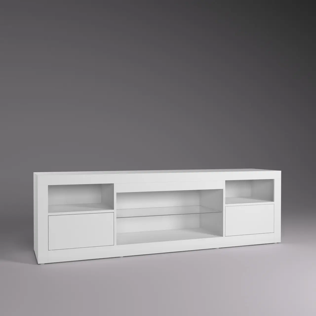 Тумба під телевізор Pride Artos Design Біла Польща (ламінована ДСП/скло) - зображення 2