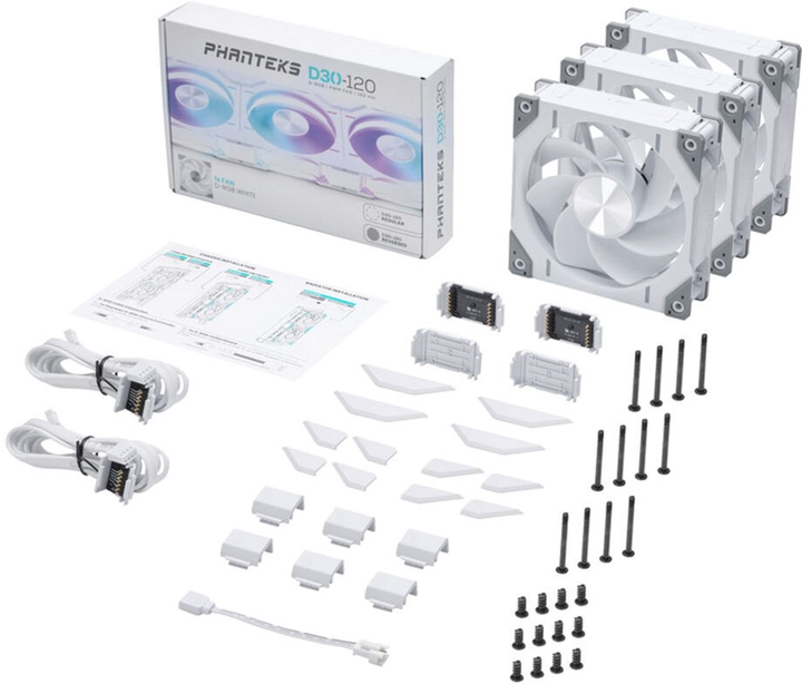 Zestaw chłodzenia Phanteks D30-120 D-RGB Regular Triple Pack White (8300260) - obraz 10