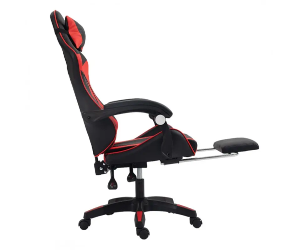 Ігрове комп'ютерне крісло для геймерів та роботи для дому EC GAMING 2806 Чорно-червоне обшите екошкірою та з підставкою для ног - зображення 4