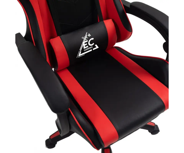 Ігрове комп'ютерне крісло для геймерів та роботи для дому EC GAMING 2806 Чорно-червоне обшите екошкірою та з підставкою для ног - зображення 6