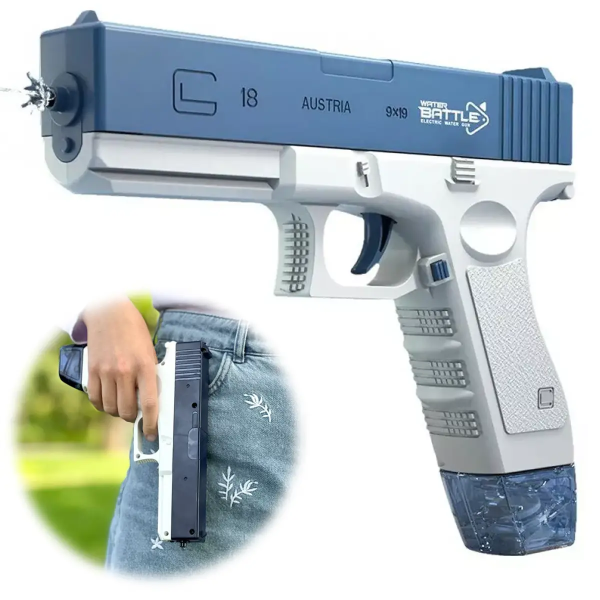 Водяний пістолет UKBOO акумуляторний електричний Water Gun Glock, 2 обойми, синій (LK-1- B) - Фото 7 Водяний пістолет UKBOO акумуляторний електричний Water Gun Glock, 2 обойми, синій (LK-1- B) - зображення 7