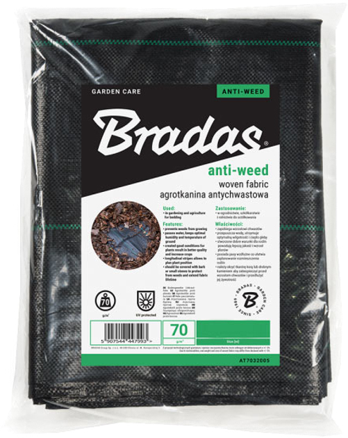 Агротканина проти бур'янів Bradas 70 г/м² 0.6x5 м Чорна (AT7006005) - зображення 1