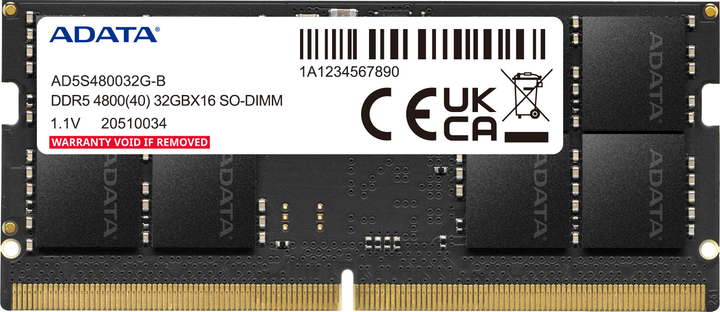 Оперативна пам'ять ADATA SODIMM DDR5-4800 32768MB PC5-38400 (AD5S480032G-S) - зображення 1