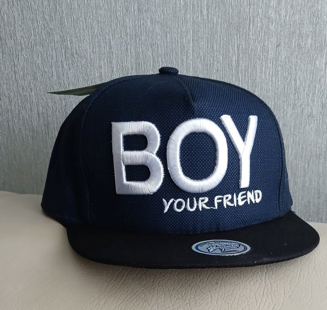 Кепка реперка хіп хоп дитяча для хлопчика вишивка BOY регулюється 52 см синя чорна (506218) - зображення 1