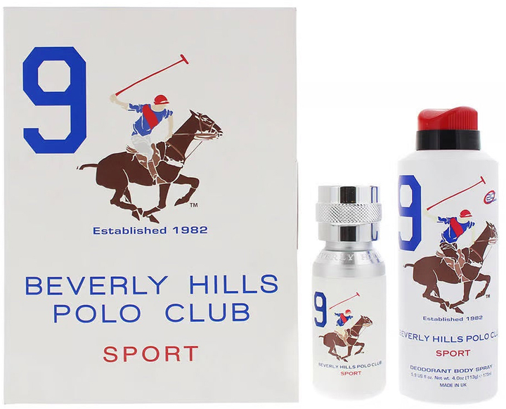 Zestaw męski Beverly Hills Polo Club Sport Nine Woda toaletowa 100 ml + Dezodorant 175 ml (6291107166544) - obraz 1