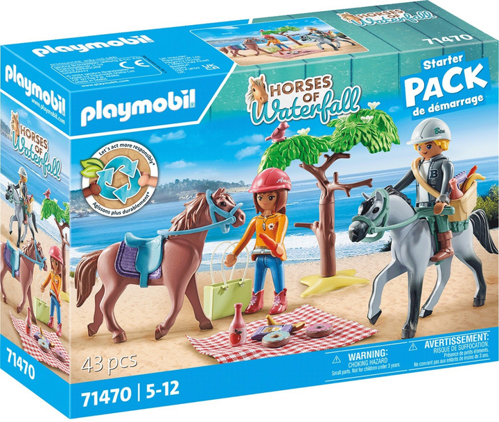 Zestaw do zabawy z figurkami Playmobil Horses Of Waterfall Horseback Riding Trip to the Beach With Amelia and Ben 43 elementa (4008789714701) - obraz 1