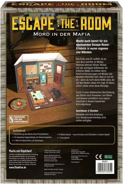 Gra planszowa Ravensburger Escape The Room Mord in der Mafia (4005556765355) - obraz 2