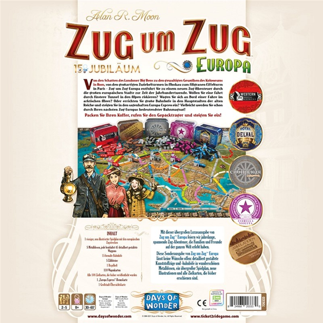 Настільна гра Asmodee Ticket to Ride Europe 15 Years Edition (0824968203330) - зображення 3