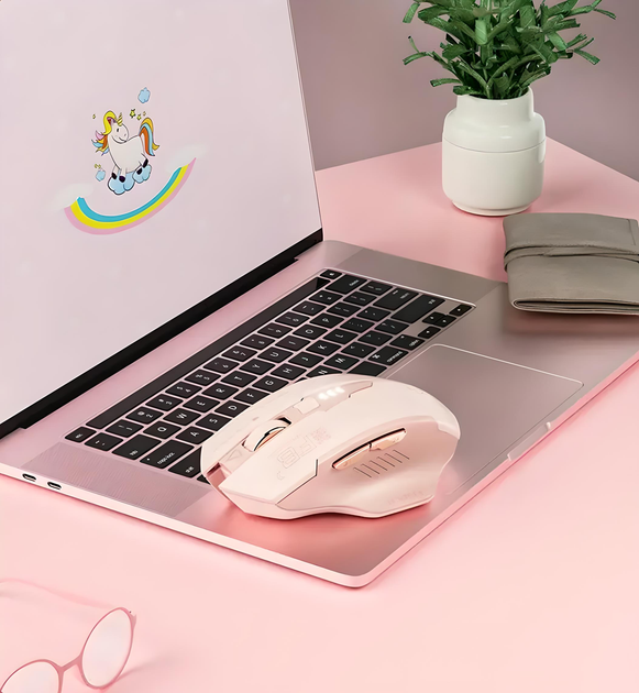 Мышь беспроводная INPHIC F8 с подключением USB 2.4ГГц и 2400DPI, milk tea - изображение 7