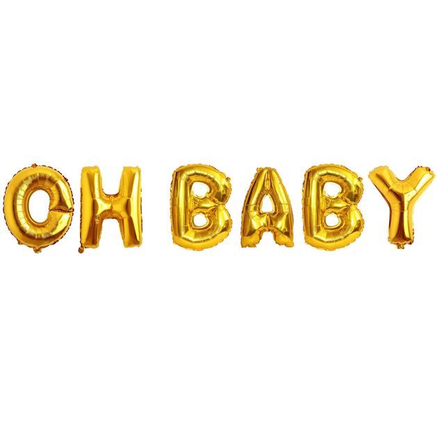 Фольговані Надувні Кульки OH BABY Золото - Фото 1 Фольговані Надувні Кульки OH BABY Золото - зображення 1