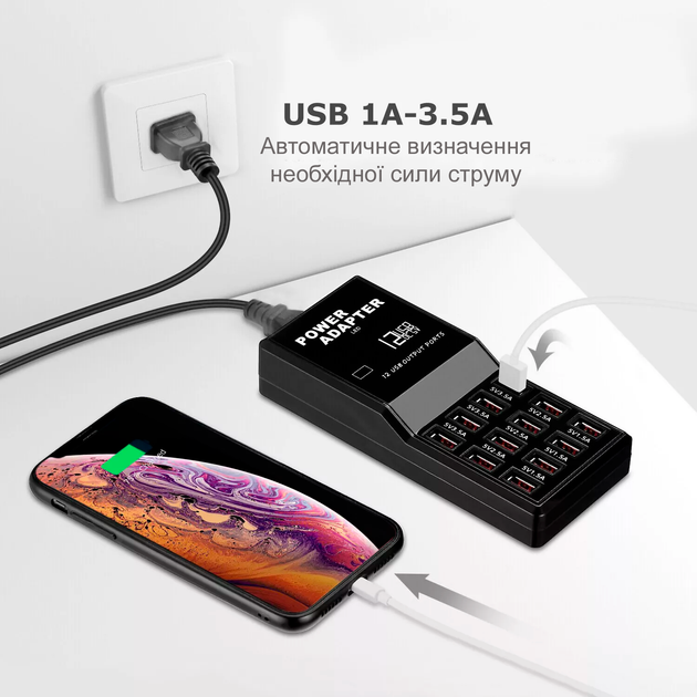 Сетевое зарядное устройство Addap WLX-858, сзу на 12 USB портов, 60W - изображение 5