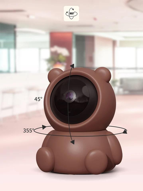 Поворотна Wi-Fi відеоняня Bear №2 iP 355 градусів 1920х1080 brown - изображение 2