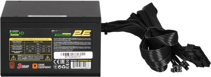 Блок питания 2E Gaming Solid Power 750 Вт (2E-SP750BRSM-120) - изображение 5