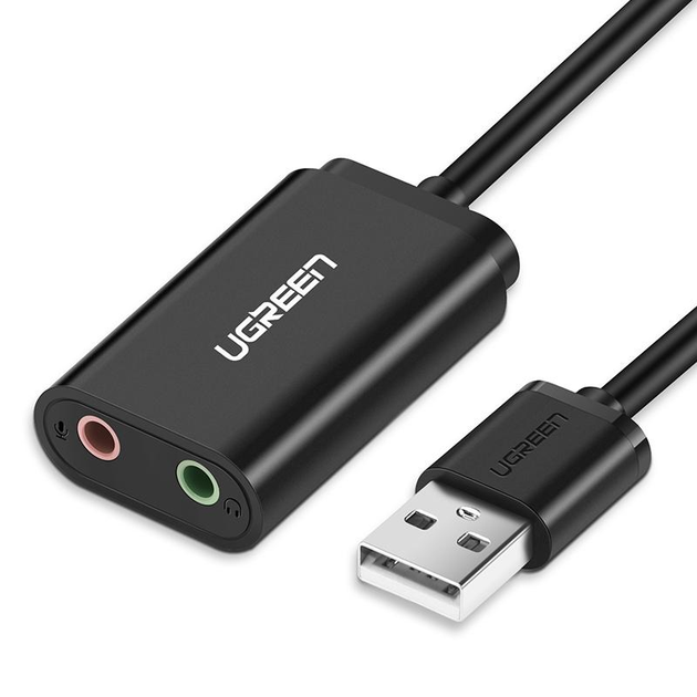 Звуковая карта UGREEN US205 USB 2.0 to 2x3.5mm Black (30724) - изображение 2