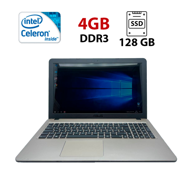Ноутбук Asus VivoBook 540SA / 15.6" (1366x768) TN / Intel Celeron N3050 (2 ядра по 1.6 - 2.16 GHz) / 4 GB DDR3 / 128 GB SSD / Intel HD Graphics / WebCam б/у - Фото 1 Ноутбук Asus VivoBook 540SA / 15.6" (1366x768) TN / Intel Celeron N3050 (2 ядра по 1.6 - 2.16 GHz) / 4 GB DDR3 / 128 GB SSD / Intel HD Graphics / WebCam б/у - изображение 1