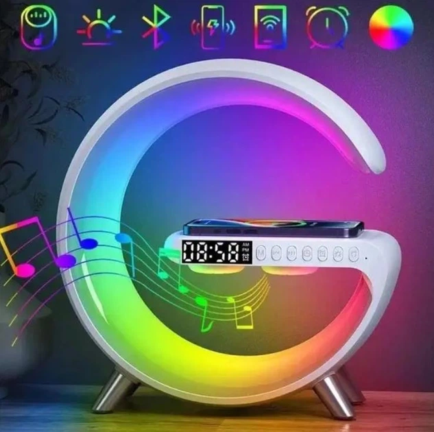 Светильник будильник с Bluetooth-динамиком и зарядное устройство ART 2663 RGB белый - изображение 4