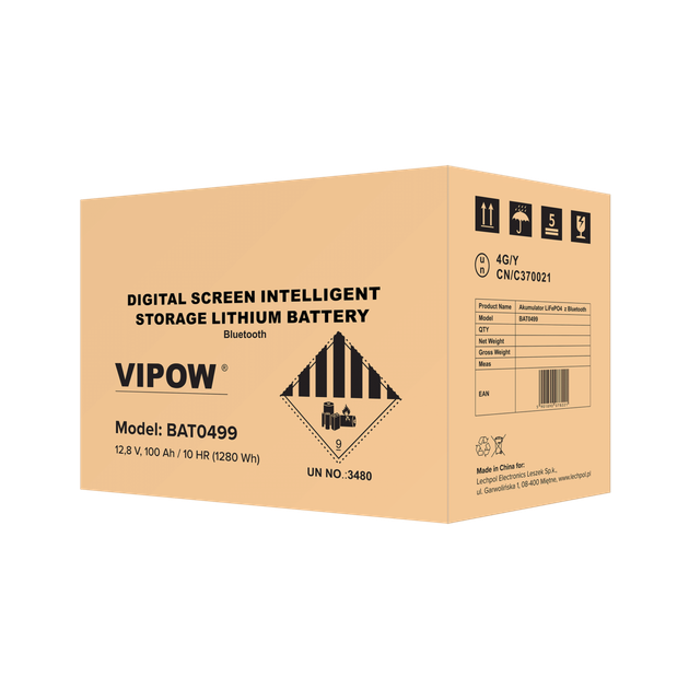 Аккумулятор Vipow LiFePO4 12,8В 100Ah (100А) BMS 1280Wh Bluetooth - Фото 3 Аккумулятор Vipow LiFePO4 12,8В 100Ah (100А) BMS 1280Wh Bluetooth - изображение 3