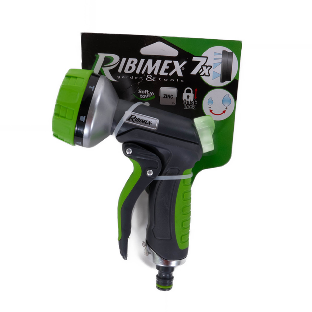 Пістолет-насадка Ribimex для садового шлангу з регулюванням струменя 7 режимів (3700194421151) - зображення 3