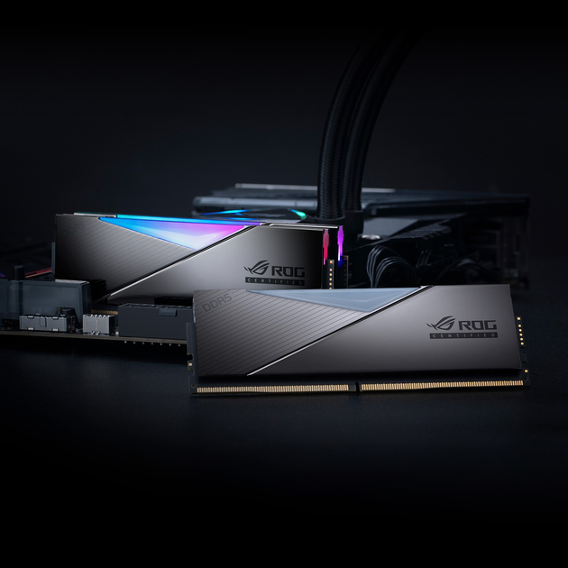 Pamięć ADATA DDR5-6600 32768MB PC5-52800 (Kit of 2x16384) Lancer RGB ROG CERTIFIED Silver (AX5U6600C3216G-DCLARROG) - obraz 3