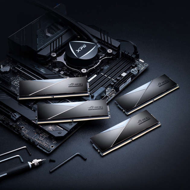 Pamięć ADATA DDR5-6600 32768MB PC5-52800 (Kit of 2x16384) Lancer RGB ROG CERTIFIED Silver (AX5U6600C3216G-DCLARROG) - obraz 4
