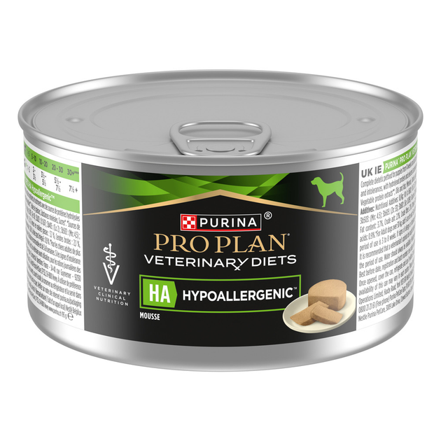 Консервированный корм Purina Pro Plan Veterinary Diets Veterinary Diets HA Hypoallergenic Влажный диетический корм для взрослых собак и щенков для снижения признаков ингредиентной и нутриентной непереносимости, мусс 195 г (7613287862327) - изображение 2