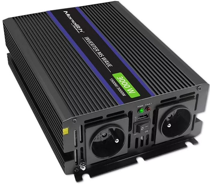 Przetwornica samochodowa Qoltec Monolith 3000 MS Wave 1500 W/3000 W 12 V na 230 V (5901878519272) - obraz 2