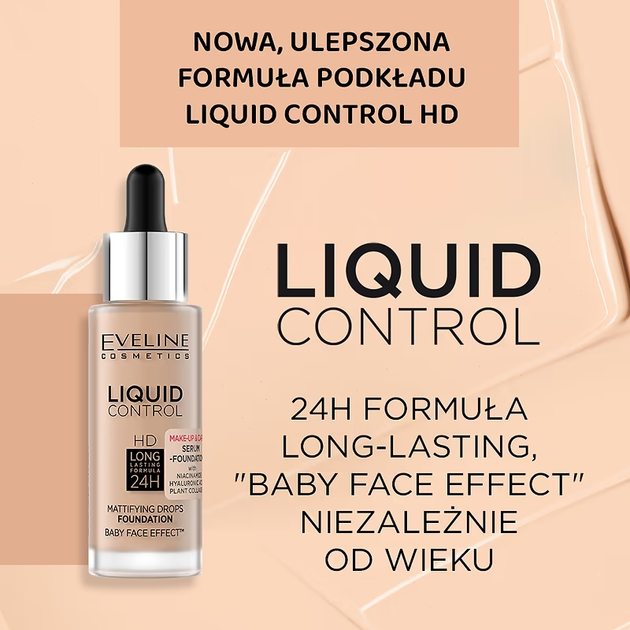 Podkład matujący do twarzy Eveline Liquid Control Hd 003 Ivory Beige 32 ml (5903416058236) - obraz 2