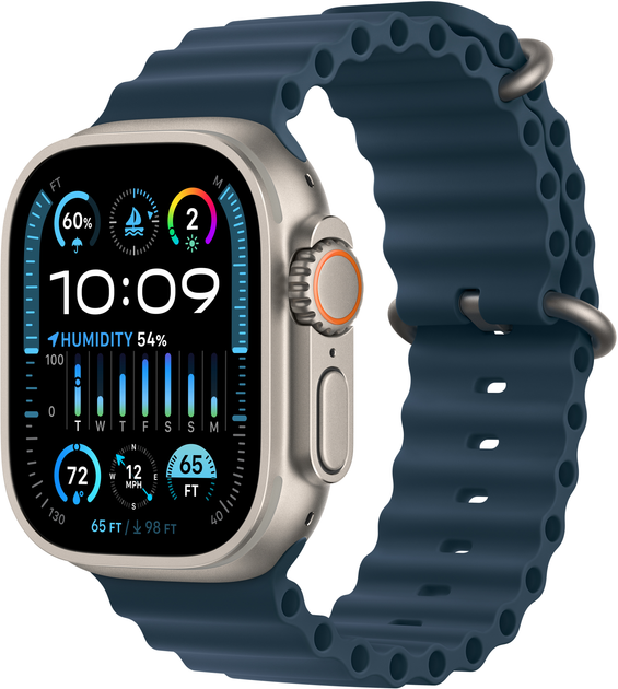 Smartwatch Apple Watch Ultra 2 GPS + Cellular 49mm Titanium Case with Blue Ocean Band (MREG3) (357114367676325) - Outlet - obraz 1