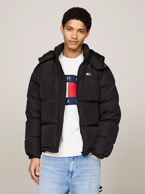 Пуховик зимовий короткий чоловічий Tommy Hilfiger DM0DM19537-BDS L Чорний (8720636576572) - зображення 1