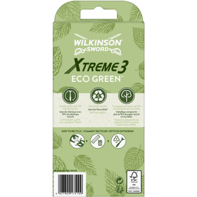 Бритва Wilkinson Sword Xtreme3 Eco Green 4 шт. (4027800175000) - зображення 4