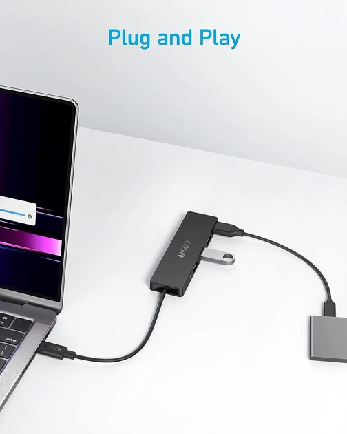Anker USB C Hub, 4-портовый адаптер USB 3.0, ультратонкий 5 Гбит/с OTG, 60 см кабель, для MacBook, Mac Pro, Mac mini, iMac, Surface Pro, XPS, ПК, флэш-накопитель - изображение 5